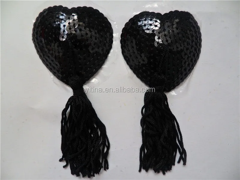 Sexy Heart Shaped Nipple Cover Nc003z Self Adhesive Lingerie Sequin Tassel Nipple Cover Breast