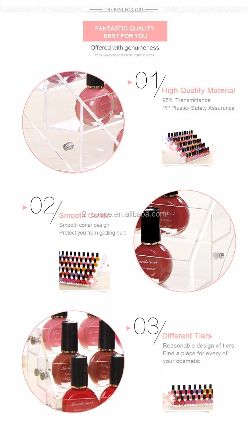 6 Shelf Clear Display Rack For Nail Varnish Wall Mounted Acrylic Nail