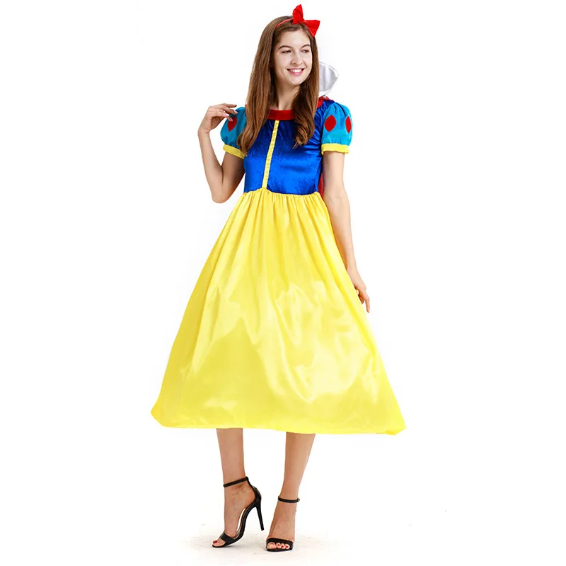 Adult halloween cosplay costume female stage performance wear snow white overskirt Frozen fairy tale women dresses