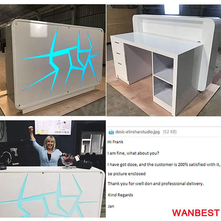 Modern Acrylic Wood Hotel Restaurant Nail Salon Clinic Standing Reception Desk Cashier Counter