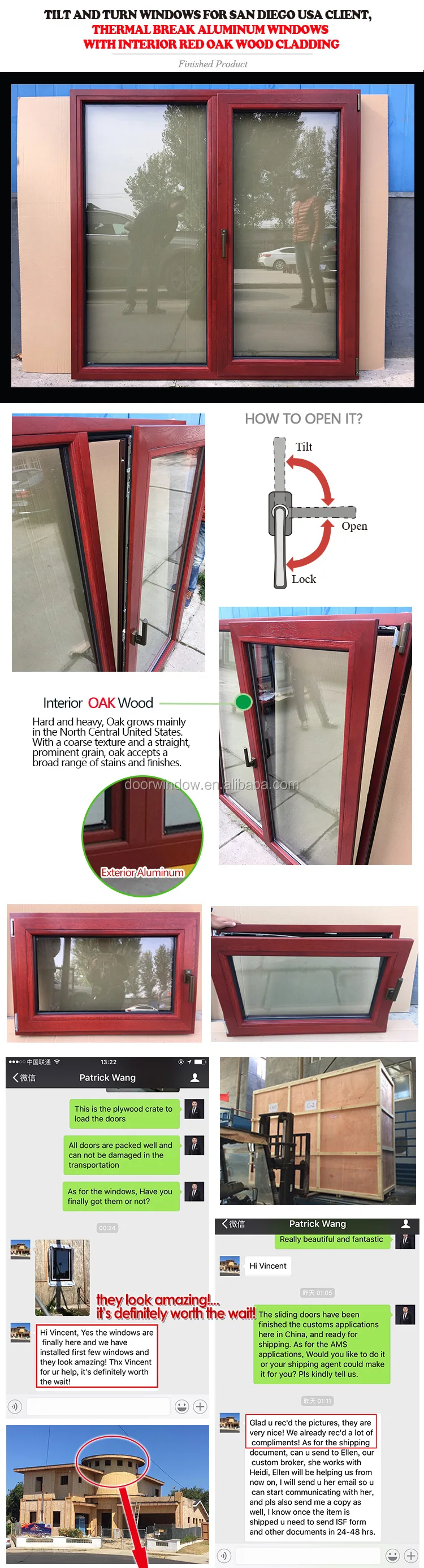 high temperature glass Tilt & Turn villa window design