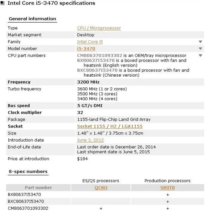 Core i5 3470 характеристики