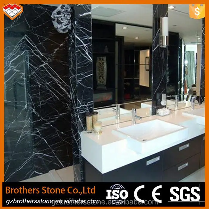 Baño azulejo de la pared de China losa de mármol negro marquina nero