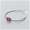 Nature Strawberry Crystal Bracelet Cute Women Bangles 925 Silver Jewelry