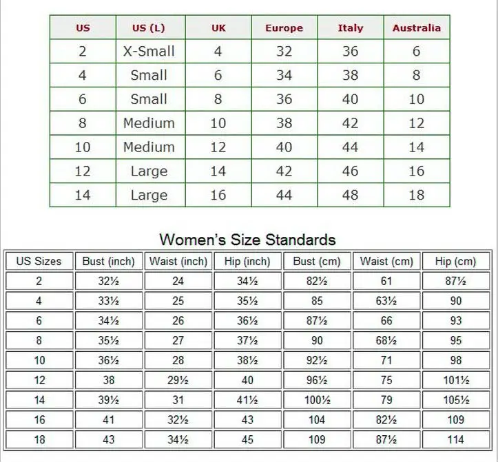 China Dress Size Chart