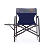 Heavy Duty Mesh Folding Director's Chair with Side Table and Storage Pouch for Outdoor Camping