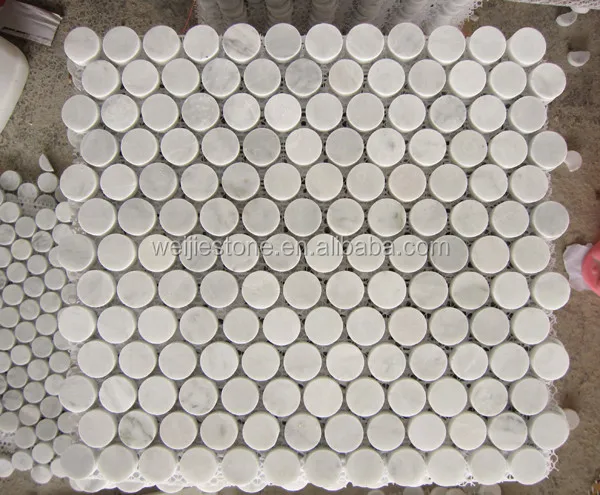 3 4 Bianco Carrara White Marble Stone Mosaic For Wall Floor 3 4 Bianco Carrara White Marble Stone Mosaic For Wall Floor Bathroom Kitchen Penny Round Tile