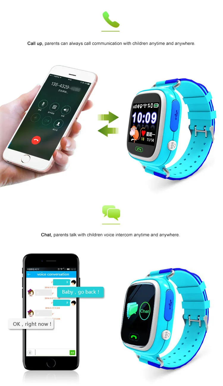 High Quality 1.22 Inch Touch Screen WIFI Tracker SOS Emergency Calling Q90 Baby Kids GPS Smart Watch