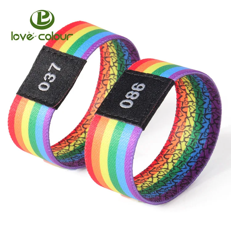 Custom Printing Logo Polyester Bracelet Elastic Sport Wristband For