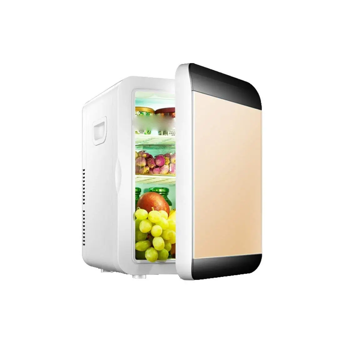 STAZSX Small refrigerator mini car refrigerator car refrigerator refrigeration/heating refrigerator single door refrigerator, black gold 12L-30X24X35cm