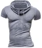 High big neck strong men polyester short sleeve string fitted power t-shirt with 2 buttons