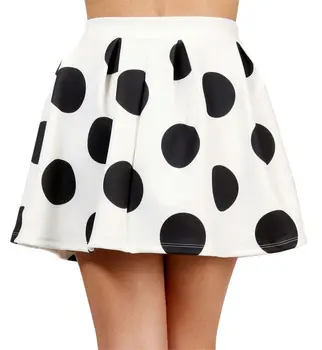 Latest Women Black White Polka Dot Skater Skirt HSM556, View polka dot ...