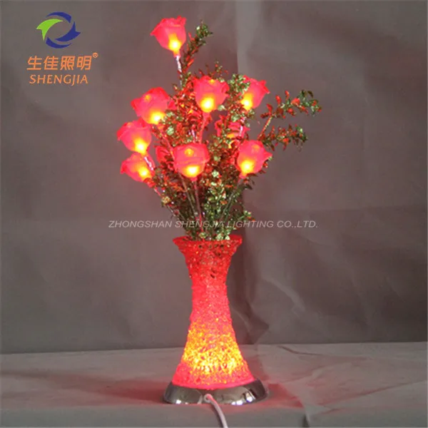 2016 Decoration Indoor Waterproof Light Up Flowers Vase Flower