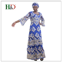 H & D 2020 African women dresses hot style flared sleeve V neck dress