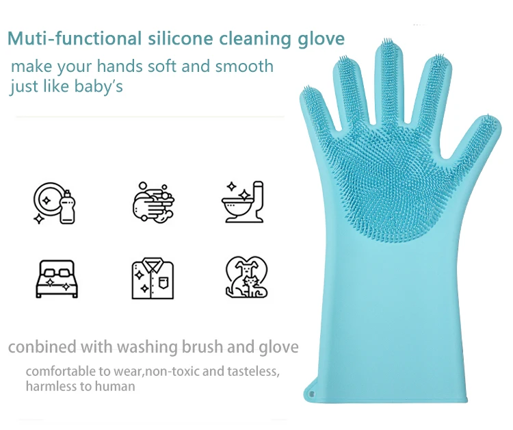 Silicone Brush Wash Dishes Gloves Silicone Scrubbing Gloves 9