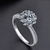 Large flower shape 925 sterling silver Moissanite CZ diamond wedding ring for women YJ001266