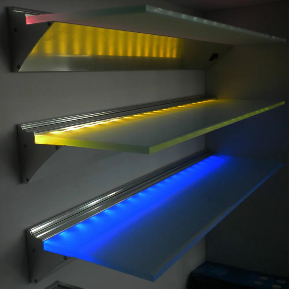 Led Etagere Murale En Verre Blanc Bleu Rvb Mmagiv 053119 27577562