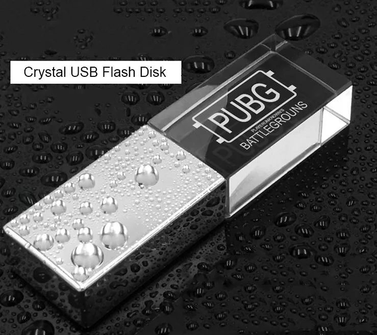  2019 Customized LOGO Glass crystal USB 2.0 pen drive Memory Flash Stick 8GB U disk