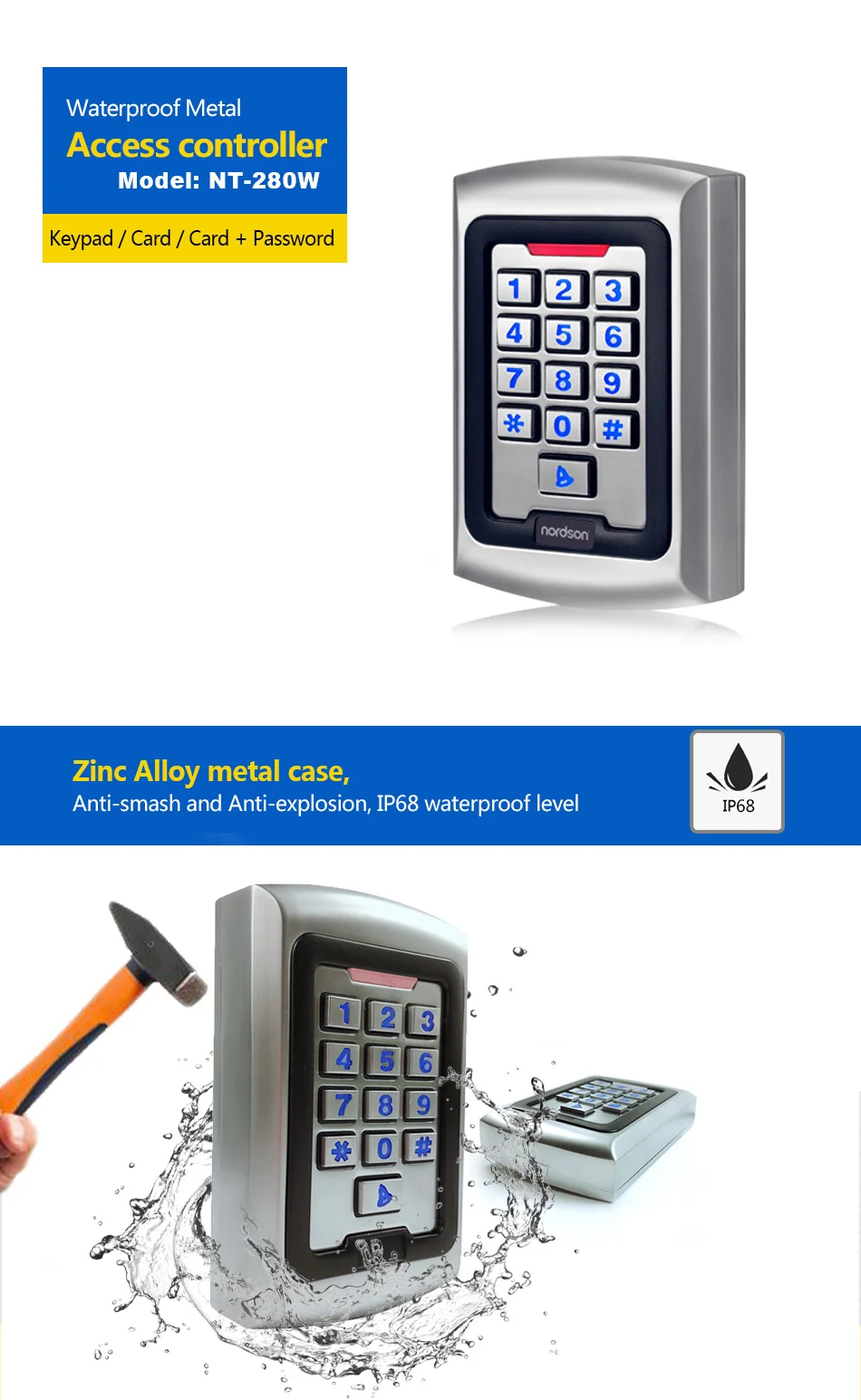 adecuado para oficina//residencial//almac/én. lector de tarjetas RFID con acceso al teclado digital Control de acceso independiente