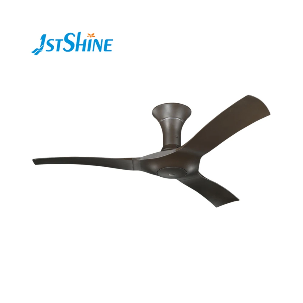 decorative matte black flush mount wood color abs acrylic blades capacitor remote ceiling fan without light