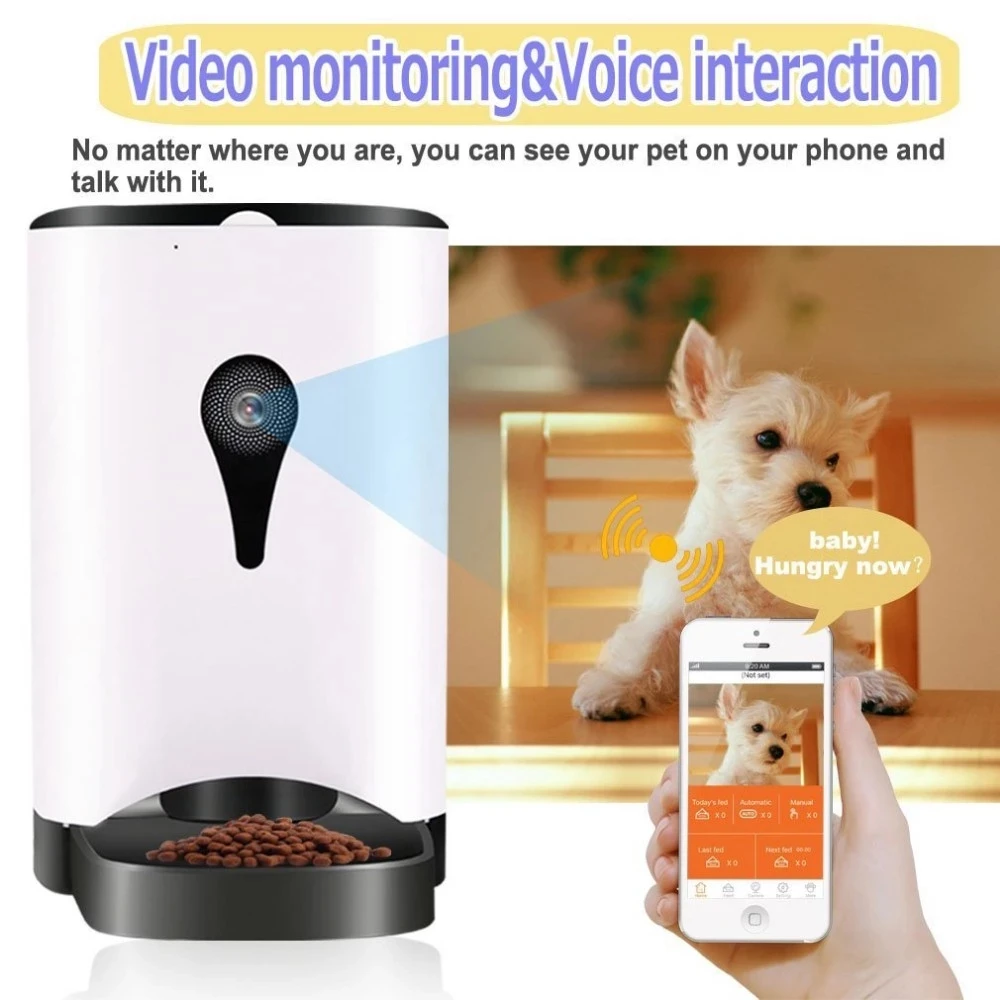 Wifi Connect Cell Phone App Remote Operate Auto Dog Cat Feeder Smart