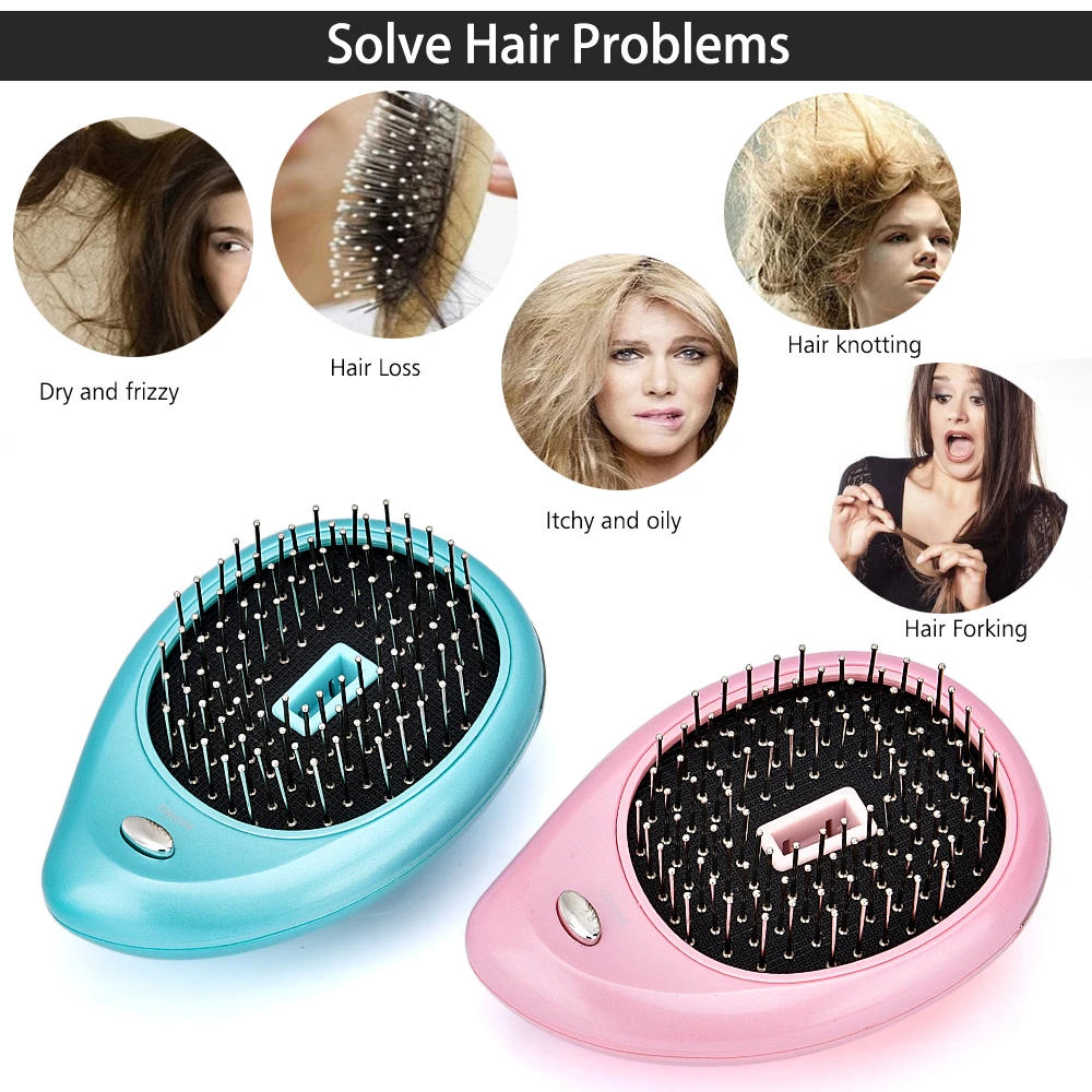 Portable Electric Ionic Hairbrush Mini Anti-Static Hair Massage Comb Magic Beauty Brush Comb Home Travel Hair Styling Tool