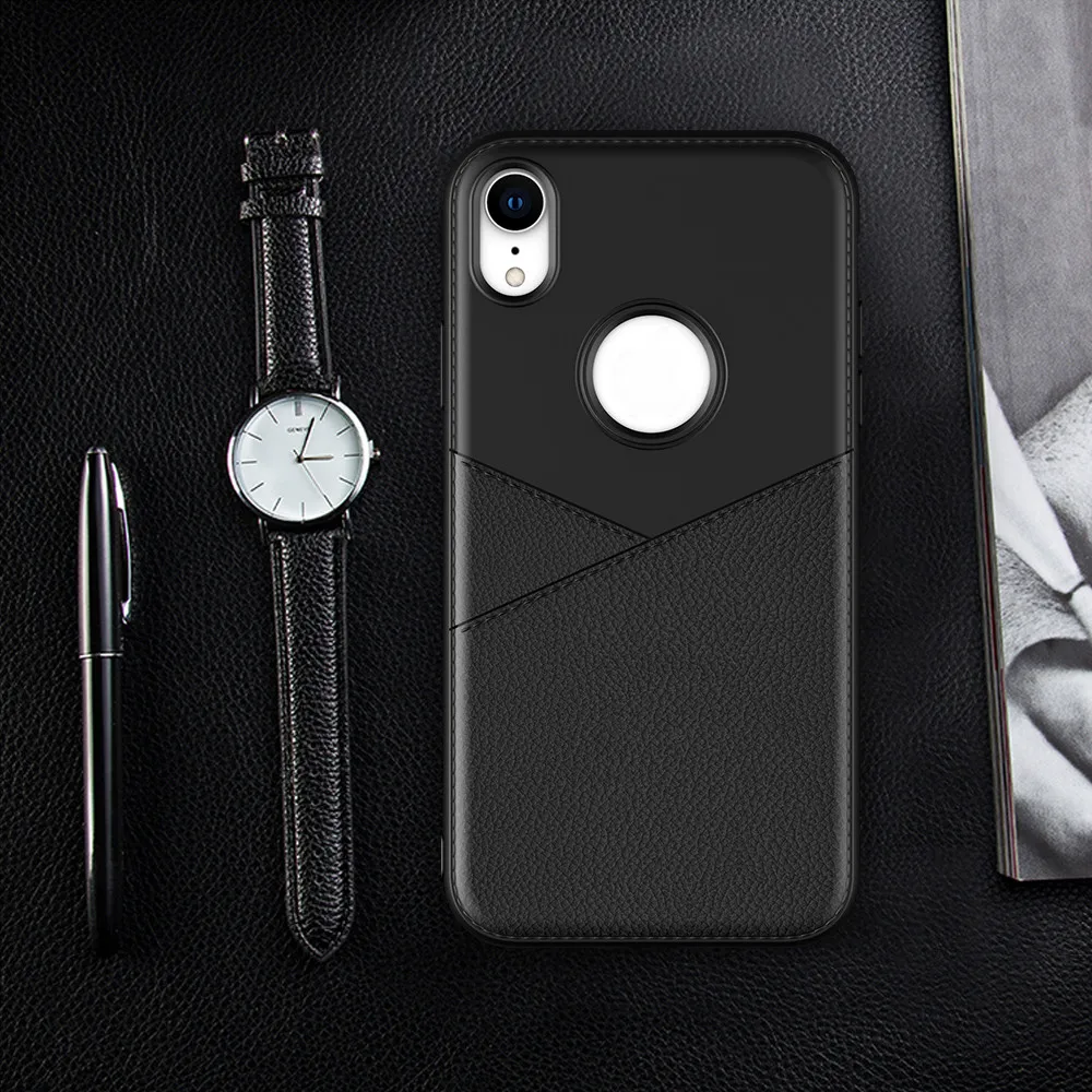 Slim Business Style Leather Pattern Case for iPhone XR Soft TPU Cover