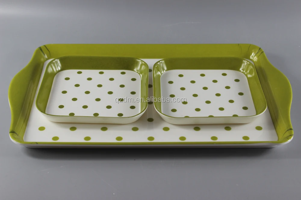 Korea Melamine Tray Sets For Sale(Cute Dot Printing)