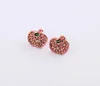 Little Rhinestone Apple Earring Wholesale Women Pink Earring Stud