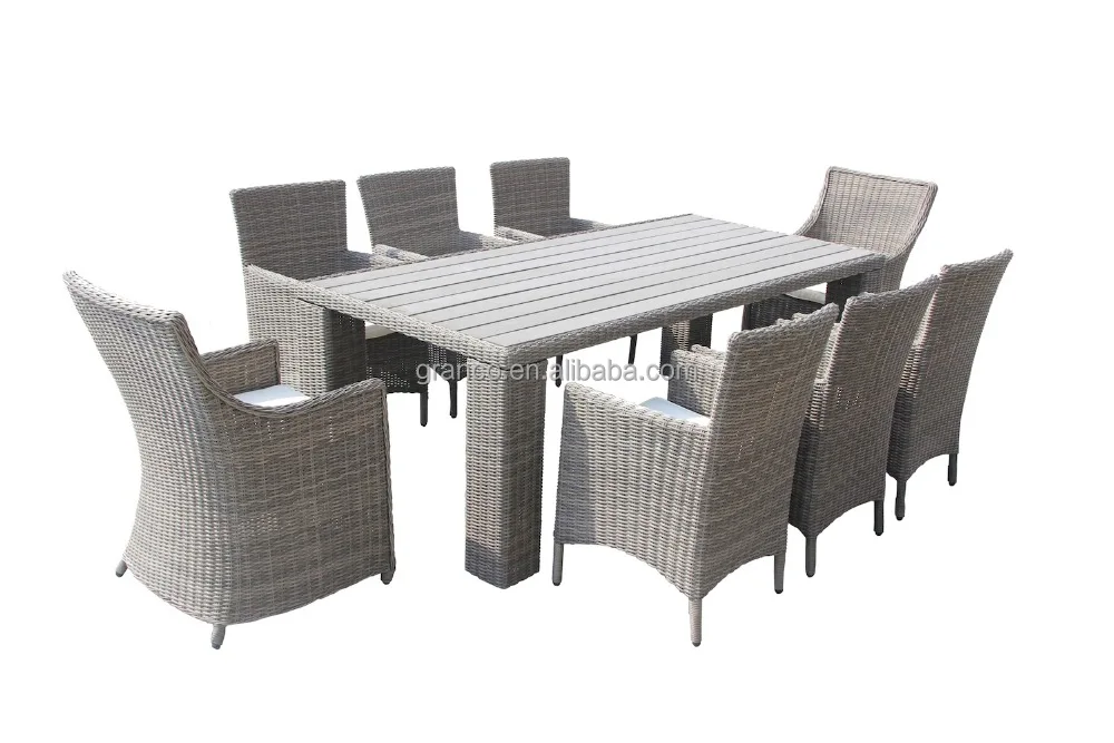 Muebles de jardÃn de ratán poli mesa de madera de 8 plazas juego ... Mesa comedor en maderade 8 sillas