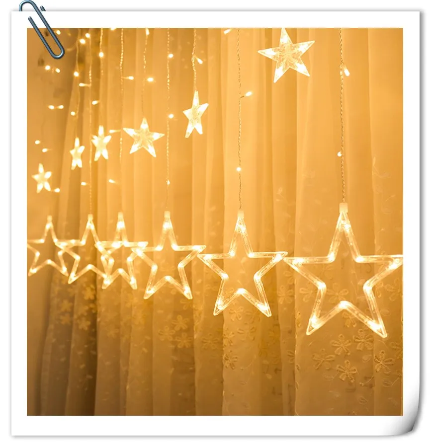 12 stars 138 led curtain string lights  factory outlets led big star curtain christmas light wholesale