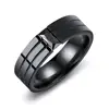 Diamond titanium steel men's ring Black zircon hipster male single ring