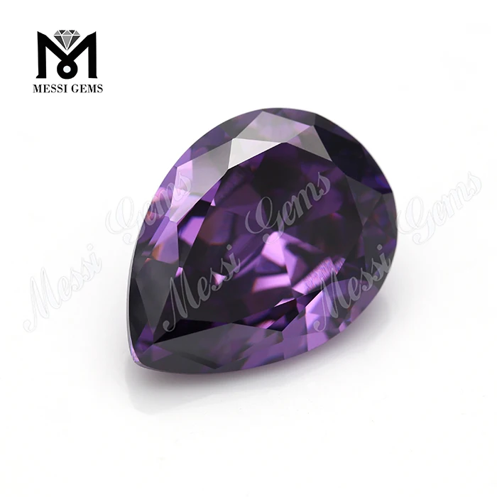 Large size pear shape 15x20mm amethyst synthetic cubic zirconia price