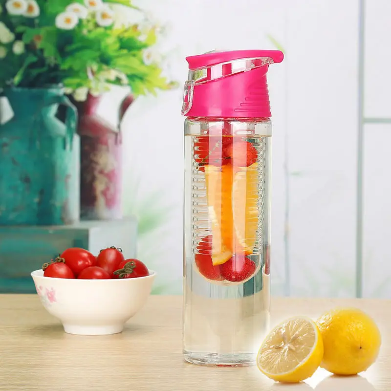 Buy from china fruit infuser water bottle tritan joyshaker Plastic Water Bottle Measurement Marked