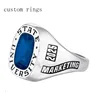Stainless steel/ 925 silver class ring high polished ring for men