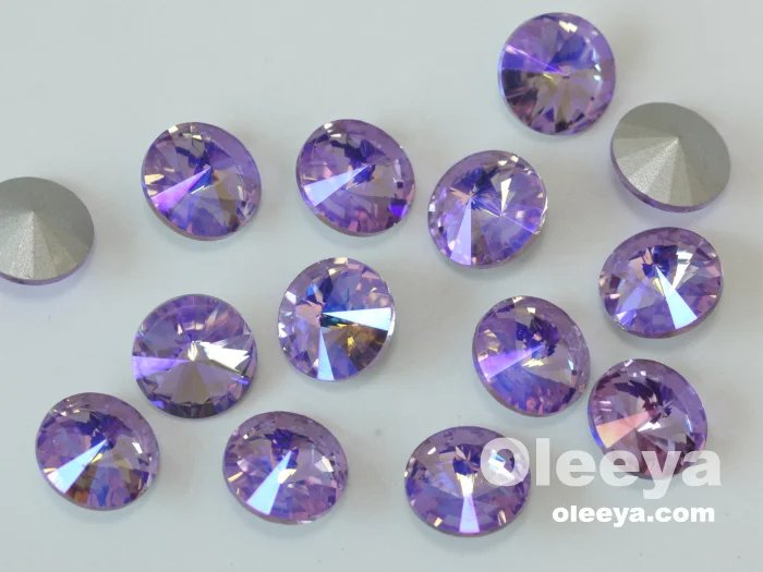 Oleeya Factory Wholesale Glass Pointed Back Gemstones 12mm Rivoli Rhinestone for Clothing and Shoes