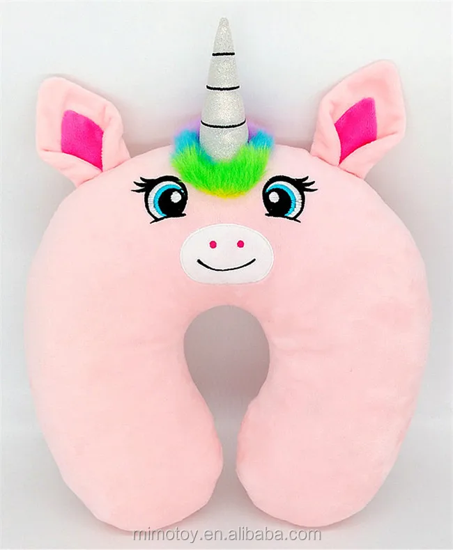 Reversible Microbeads Soft Plush Rainbow Unicorn Massage Neck Pillow