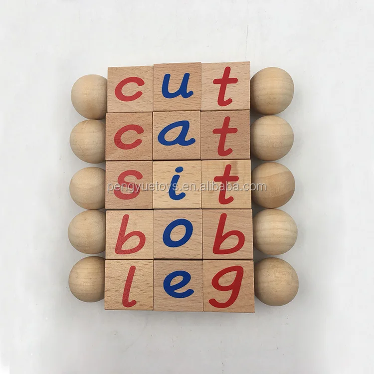 Montessori Educational Toy Wooden Alphabet Twisting Blocks Children