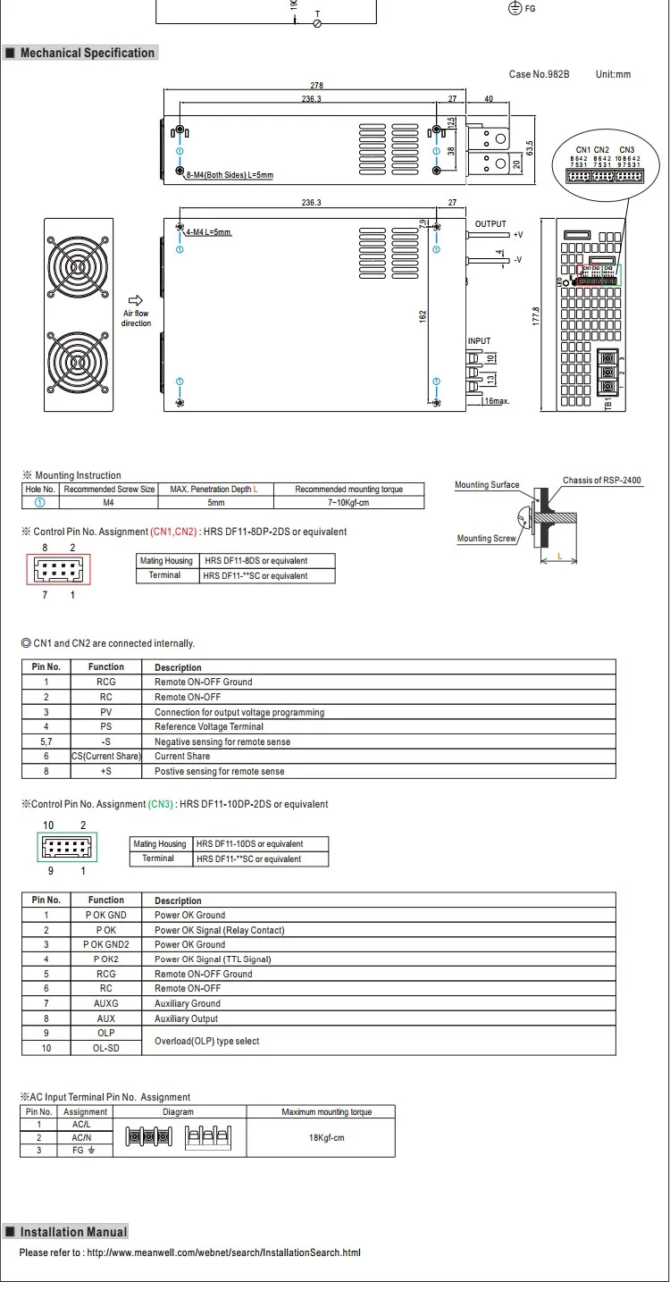 Ce Cb Tuv Approved Mean Well Rsp-2400-24 2400w 100a Power Supply 24v ...