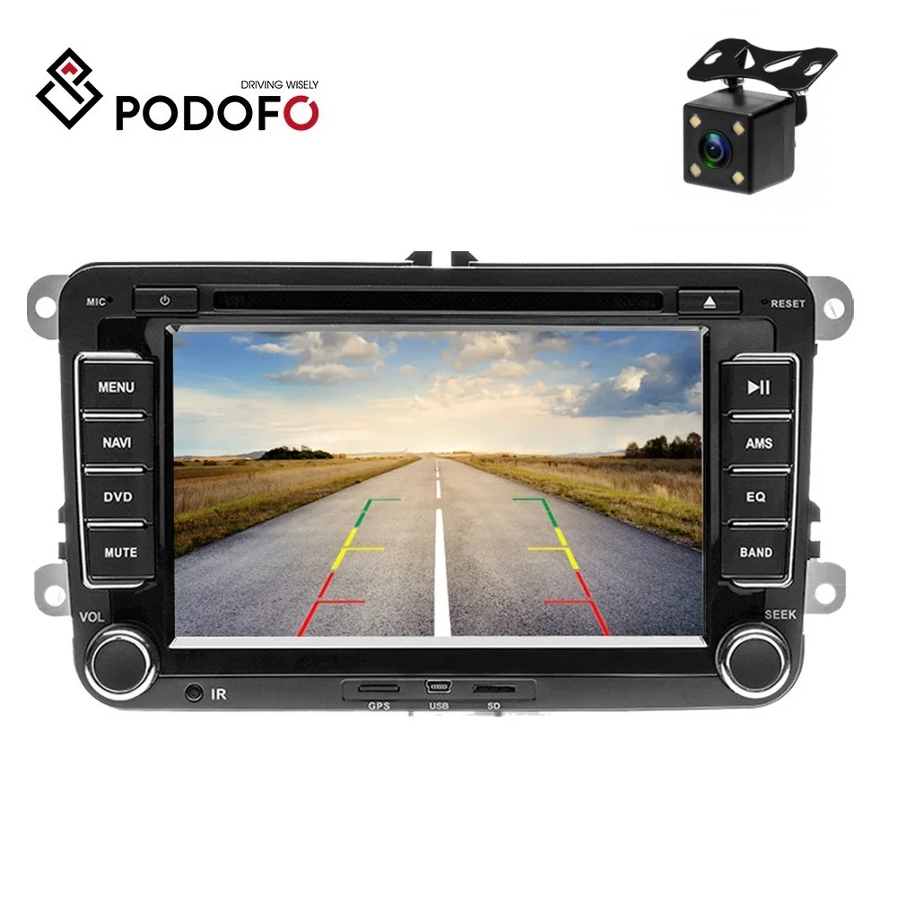 Podofo Car Multimedia player 2 Din GPS Car DVD Radio For VW/Volkswagen/Golf/Polo/TIGUAN/PASSAT/b7/b6/SEAT/SHARAN Support Camera