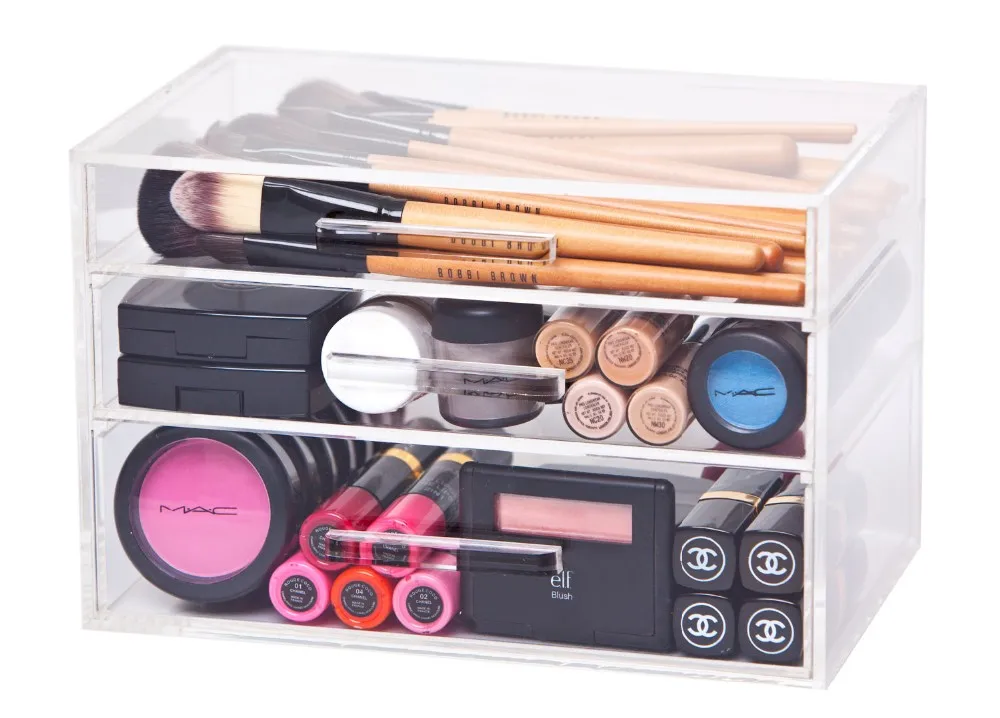 3 Drawer Clear Acrylic Makeup Cosmetic Organizer Lucite Cosmetic