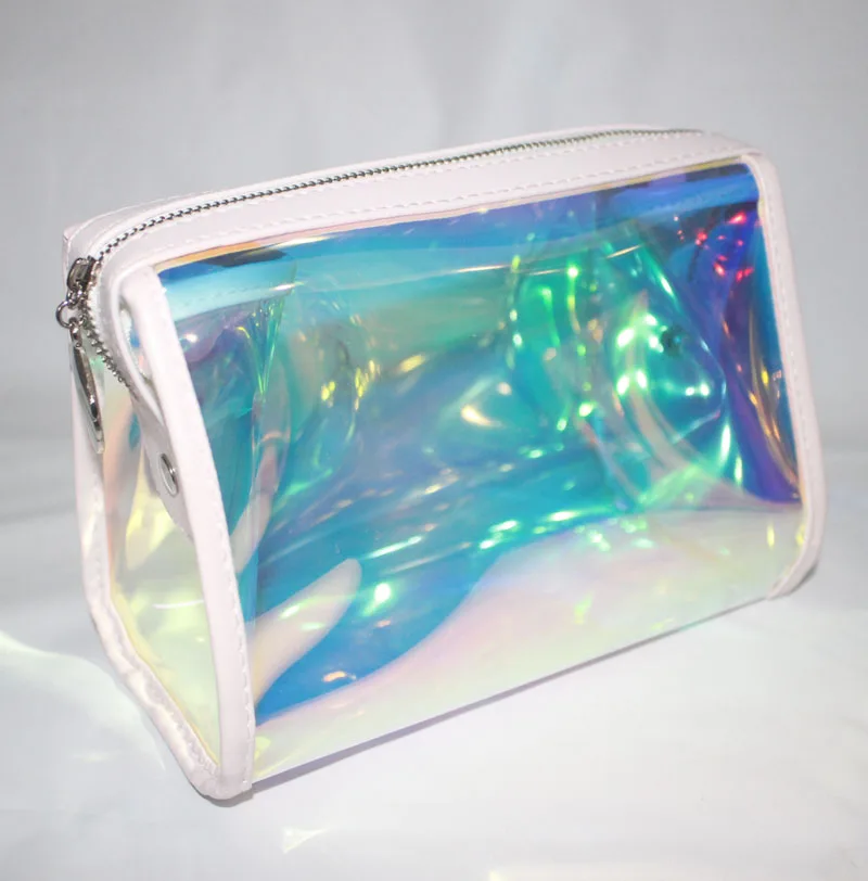 Clear Rainbow Laser Holographic Cosmetic Makeup Travel Bag Hologram