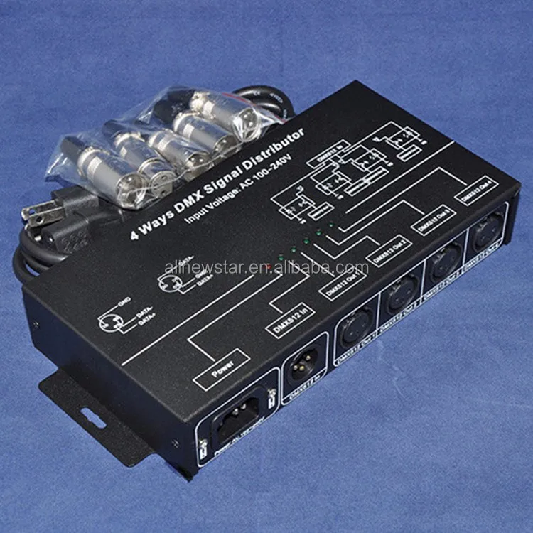 Dmx Signal Amplifier Repeater Dmx Splitter 4 Output Ports Ac 100-240v ...