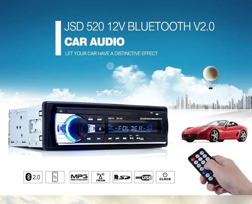 Autoradio Car Radio Jsd-520 12v Bluetooth V2.0 Car Audio Stereo In-dash