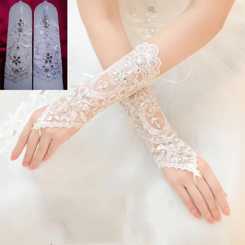 white fingerless wedding gloves