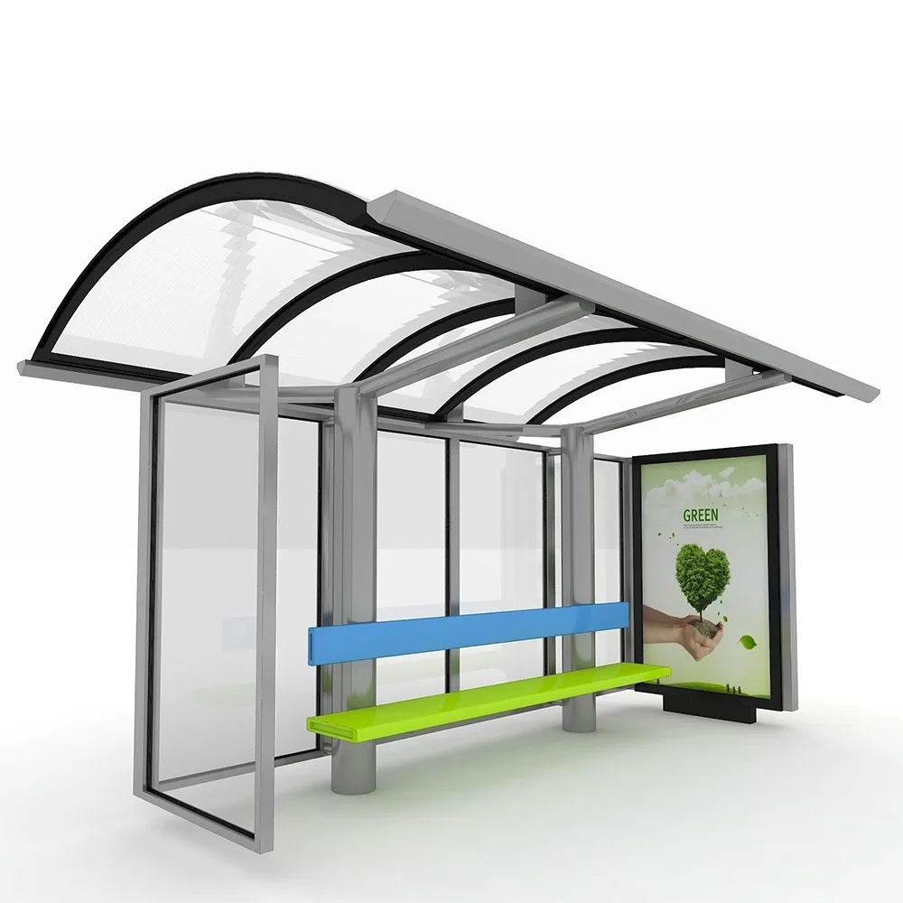 product-Good quality customized stainless steel bus stop shelter with bench-YEROO-img