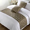 wholesale polyester jacquard textil fabric luxury queen king size hotel decorative bed runner throw scarf set