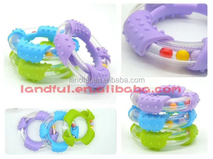 Silicone Baby Relief Toy Clear Plastic Rattle Rings Colored Plastic