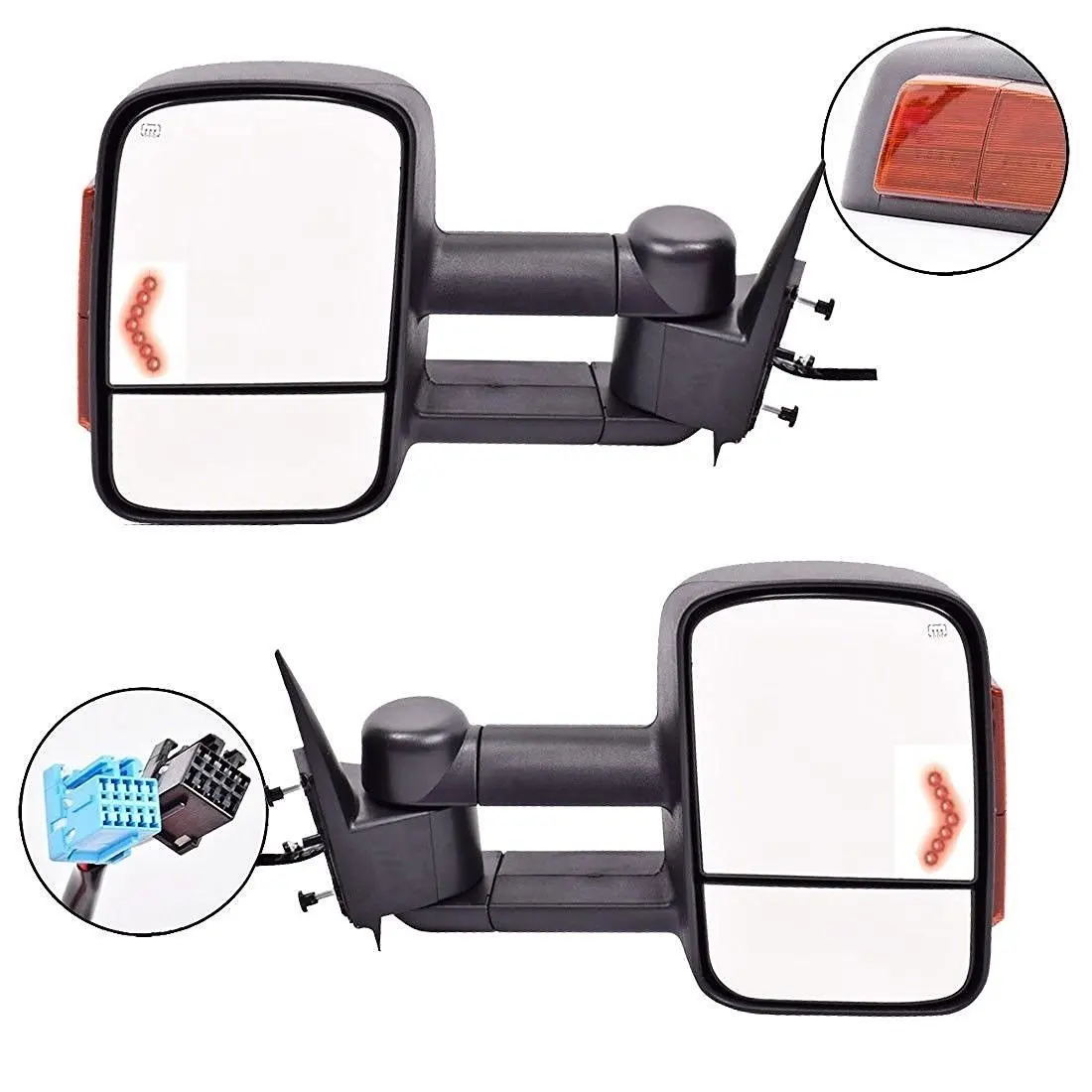 Aftermarket Towing Mirrors 2003-2007 Chevy//GMC Silverado//Sierra Power Heated Signal Side Mirror Pair 2004 2005 2006 Models 07 Classic