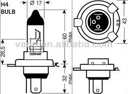super quality white h4 halogen bulbs12v 35/35w 6000K headlight for sale
